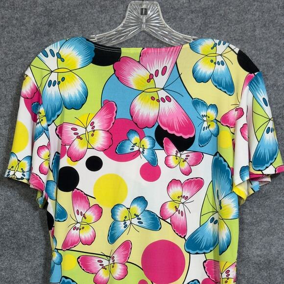 Butterfly Tunic Top Embellished Women M Flutter Sleeve Slinky Knit Whimsy Fairy - Picture 4 of 11